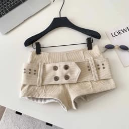 American Retro Corduroy Shorts Women Button Sashes Design Autumn Low Waist Sensual Streetwear Hot Girl Mini Shorts
