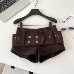 American Retro Corduroy Shorts Women Button Sashes Design Autumn Low Waist Sensual Streetwear Hot Girl Mini Shorts