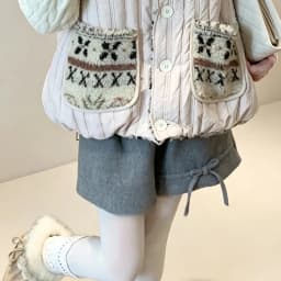 Grey Woolen Wide Leg Shorts for Women Autumn Winter High Waist Versatile Casual Mini Shorts Female Bow Decor Cute Short Pants