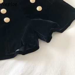Neploe High Waist Gold Velvet Wide Leg Shorts Chic Double Breasted Zip Bottoms Autumn Winter Fashion All-match Casual Ropa Mujer