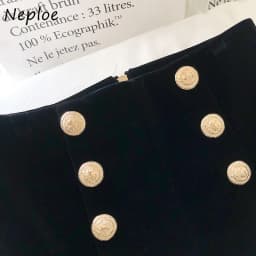 Neploe High Waist Gold Velvet Wide Leg Shorts Chic Double Breasted Zip Bottoms Autumn Winter Fashion All-match Casual Ropa Mujer