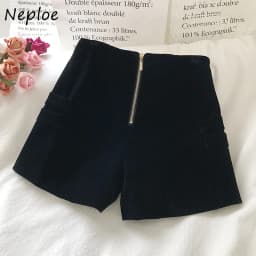 Neploe High Waist Gold Velvet Wide Leg Shorts Chic Double Breasted Zip Bottoms Autumn Winter Fashion All-match Casual Ropa Mujer