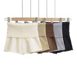 Sweet Style Low Waist Knitted Shorts Flip-Up Hem Leg Lengthening Casual Pants for Women China Made Slim Fit Straight Leg