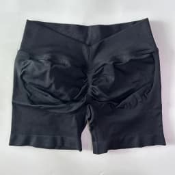 No Logo Women Back V Waist Yoga Shorts High Elastic Seamless Flex Scrunch Bum Workout Gym Shorts Yoga Booty Running Short Pants