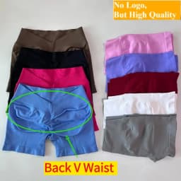 No Logo Women Back V Waist Yoga Shorts High Elastic Seamless Flex Scrunch Bum Workout Gym Shorts Yoga Booty Running Short Pants