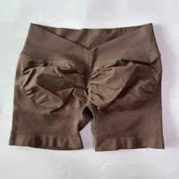 No Logo Women Back V Waist Yoga Shorts High Elastic Seamless Flex Scrunch Bum Workout Gym Shorts Yoga Booty Running Short Pants