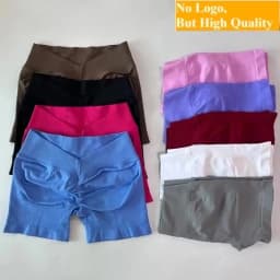 No Logo Women Back V Waist Yoga Shorts High Elastic Seamless Flex Scrunch Bum Workout Gym Shorts Yoga Booty Running Short Pants