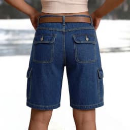 High Waist Pocket Shorts Distressed with Streetwear Retro Pockets Straight Leg Washed Finish No Stretch Summer Wash Women Shorts