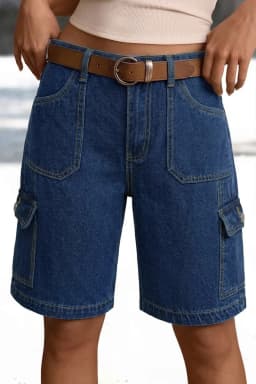 High Waist Pocket Shorts Distressed with Streetwear Retro Pockets Straight Leg Washed Finish No Stretch Summer Wash Women Shorts
