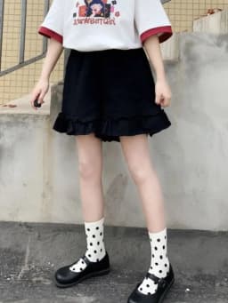 Women's Ruffled Wide Leg Pants Summer Sweet Y2k Aesthetic Shorts High Waist White Japanese Shorts Pantalones Cortos De Mujer