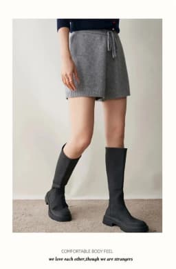 2025Autumn Winter Women 100% Cashmere Short Trousers Soft Comfortable High-Waist Knitted Pants Lady Cashmere Thicken Solid Short