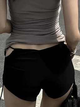 Versatile Hot Girl High Waist Strap Shorts Women's Summer Black Hot Pants Unique Casual Pants