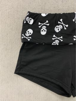 Grunge Aesthetic Skull Print Shorts Women's Black Low Waist Slim Fit Sexy Booty Shorts