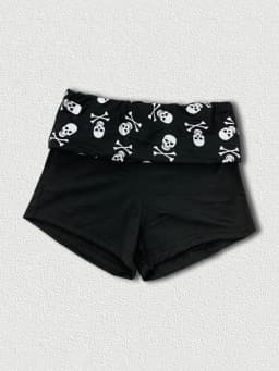 Grunge Aesthetic Skull Print Shorts Women's Black Low Waist Slim Fit Sexy Booty Shorts