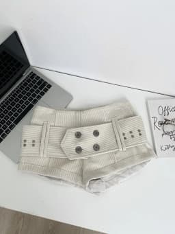 Women's Corduroy Shorts with Big Belt Low Waist Button Casual Vintage Spice Girls Hot Pants Booty Shorts