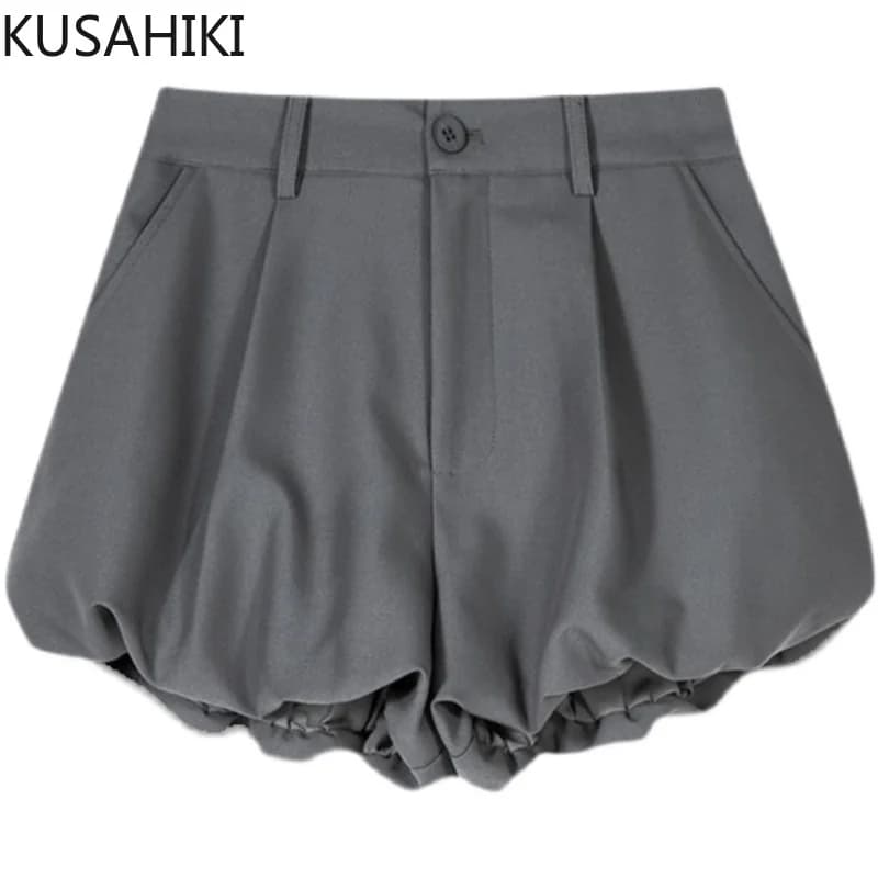 KUSAHIKI 2024 Women's Summer New High Waisted Shorts Korean Niche Casual Wide Leg Suit Short Mujer