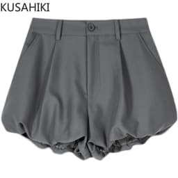 KUSAHIKI 2024 Women's Summer New High Waisted Shorts Korean Niche Casual Wide Leg Suit Short Mujer