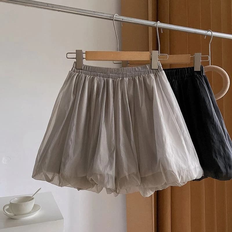 2026 Summer High Waist A Line Wide Leg Puffed Shorts Skirt Chiffon Casual Loose Fit Flowy Boho Style