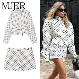 MUJER Polka Dot Mini Shorts for Women Fitness Bermuda Shorts Woman High Waist Short Women's Shorts Sets Holiday Casual Shorts