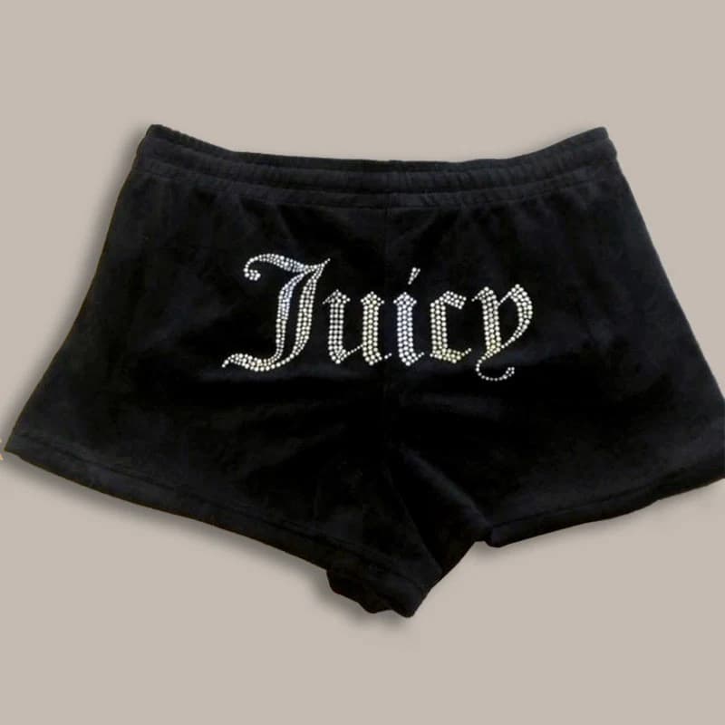 ropean and American hip-hop casual shorts Y2K shorts Harajuku rhinestone letter print fashionable retro sports pant New Women