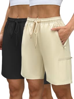 Women's Pocket Cargo Loose Casual Shorts For Summer Gym Workout Running Cycling,Quick Drying Drawstring Waist Sports Shorts