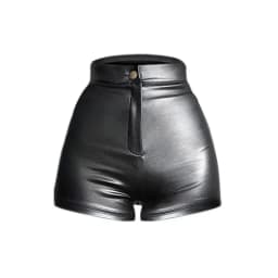 Sexy PU Leather Wrap Hip Shorts Women High Waist Button Splicing Three Quarter Pants Female Ultra-Short Trousers Motorbike Pant