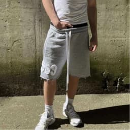 Trendy High Street Trend Loose Casual Personality999 Pattern Embroidery Elastic Waist Lace Up Sports five quarter Pants Men Wom