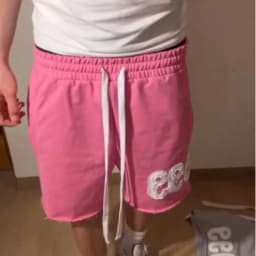 Trendy High Street Trend Loose Casual Personality999 Pattern Embroidery Elastic Waist Lace Up Sports five quarter Pants Men Wom