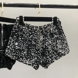 Whole Body The New 2023 Sparkling Sequins Shorts Women Short Zipper Nightclub Woman Slim Fit for Silver and Black Sexy Shorts