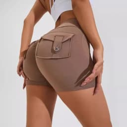 High Waist Peach Hip Seamless Fitness with Pockets Women's Tight Sports Running Training Dance Hip Women's Gym Shorts 🩳👍️