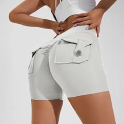 High Waist Peach Hip Seamless Fitness with Pockets Women's Tight Sports Running Training Dance Hip Women's Gym Shorts 🩳👍️