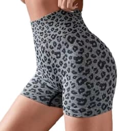 Women Leopard Print Shorts Slim Seamless Leggings High Waist Sexy Hip Liftting Knit Gym Running High Elastic Yoga Shorts