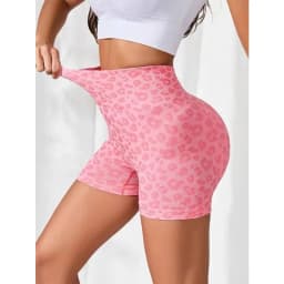 Women Leopard Print Shorts Slim Seamless Leggings High Waist Sexy Hip Liftting Knit Gym Running High Elastic Yoga Shorts