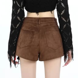 Vintage Faux Suede Shorts Women Hottie High Waist Sexy Shorts Autumn Winter Retro Solid Slim All Match Streetwear Female Shorts