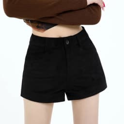 Vintage Faux Suede Shorts Women Hottie High Waist Sexy Shorts Autumn Winter Retro Solid Slim All Match Streetwear Female Shorts
