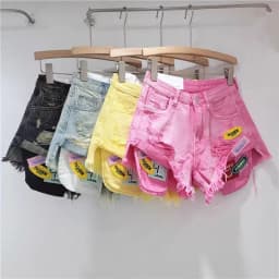 High Street Spice Girls Rough Edged Denim Shorts Hot Pants Personalized Letter Ripped Shorts Women