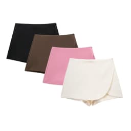 HXAO Short Mujer Casual High waist Mini shorts skirt Women 2024 Beige Khaki Black White Asymmetric Shorts Skirt