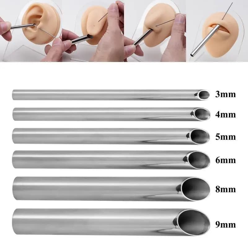 Body Piercing Tool Piercing Receiving Tube 1Pcs Stainless Steel for Ear Navel Tongue Piercing Work