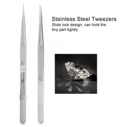 1pc Quality Stainless Steel Jewelry Tweezers with Slide Lock for Jewelry Bead Diamond Gem DIY Making Processing Tool for Jeweler