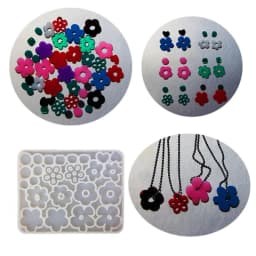 DIY Lovely Floral Pendant Silicone Mold with Hole Jewelry Keychain Necklace Earrings Flower Shape Charms Epoxy Resin Mould