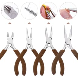 4Pcs Jewelry Pliers Tool Set Needle Nose Pliers Round Nose Pliers Wire Cutters Bent Nose Plier for Jewelry Beading Repair Making