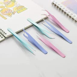 Colorful Macaron Hand Account Tweezers Stainless Steel High Elastic Thickened DIY Sticker Eyelash Clip Drill Accessories Toolset