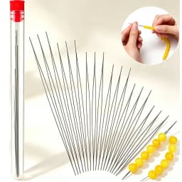 20Pcs Beading Needles, Assorted Size Big Eye Beads Needles Seed Beads Needles with Needle Bottle for Jewelry Making
