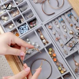 Fashion Portable Velvet Jewelry Storage Tray Ring Necklace Display Organizer Box Holder Earring Jewelry Showcase Drawer Storage