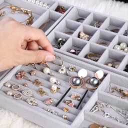 Fashion Portable Velvet Jewelry Storage Tray Ring Necklace Display Organizer Box Holder Earring Jewelry Showcase Drawer Storage