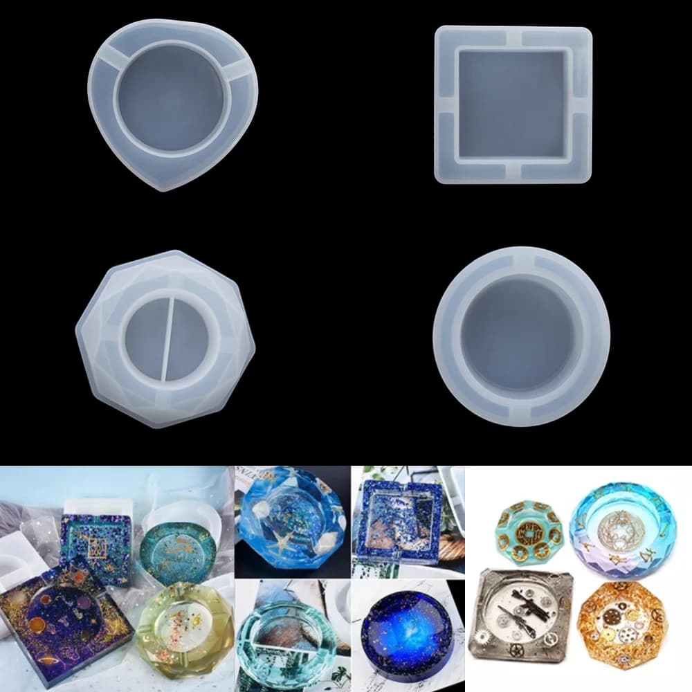 1Pcs Ashtray Casting Silicone Mold Crystal Transparent Epoxy Resin Mold for DIY Craft Jewelry Making Decoration Accessories Tool