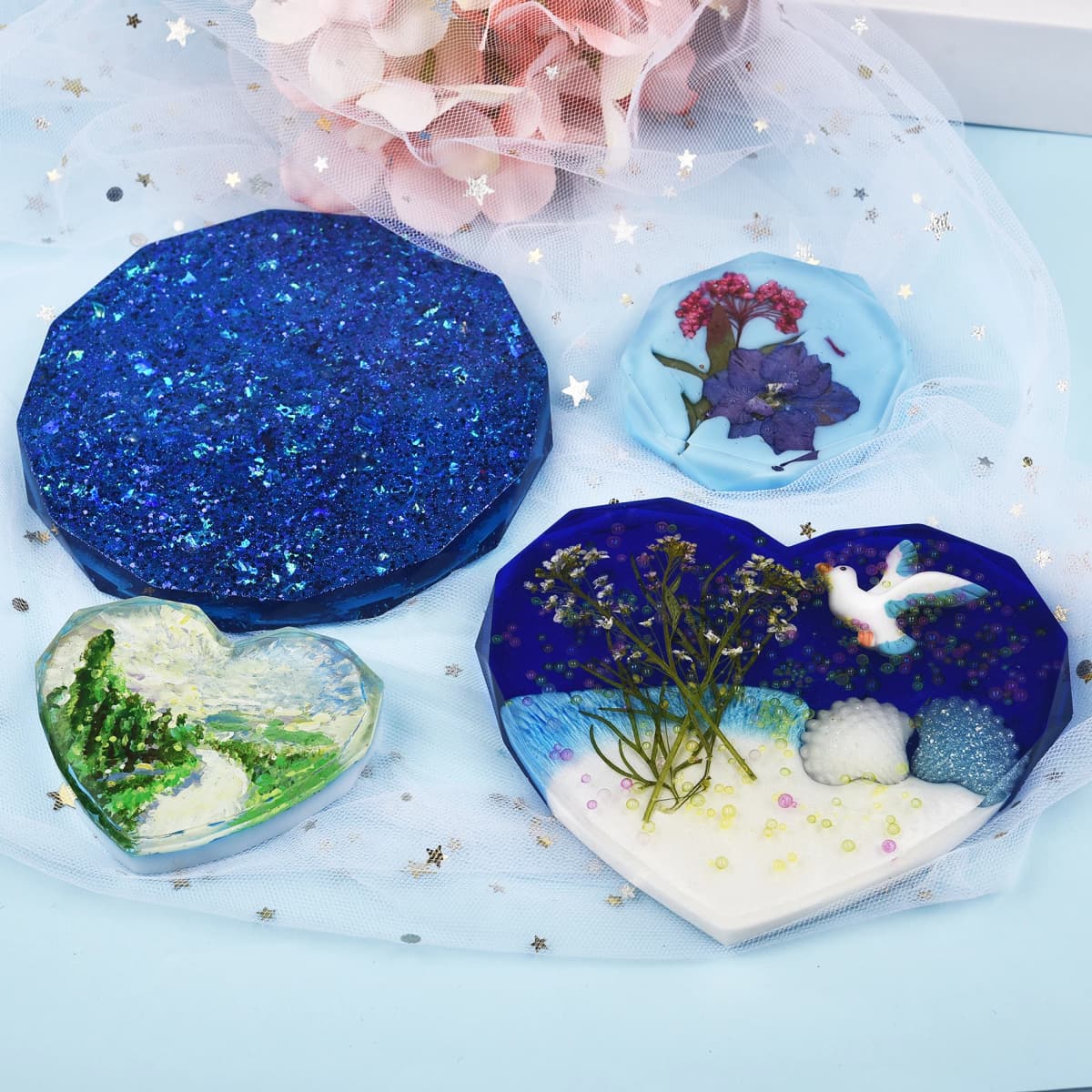 Round Square Rectangle Shape Coaster Base Silicone Mold Resin Molds Epoxy UV DIY Resin Craft Home Decoration Handmade Tools
