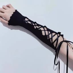 Sexy White Hollow Satin Bow Lace Gloves Lolita Bride Thin Sun Protection Arm Sleeves Women Summer Fingerless Sunscreen Mittens