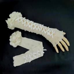 Sexy White Hollow Satin Bow Lace Gloves Lolita Bride Thin Sun Protection Arm Sleeves Women Summer Fingerless Sunscreen Mittens