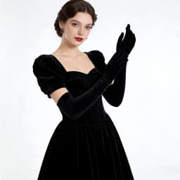 Elegant Velvet Solid 53cm Long Gloves Women Fluffy Gloves Full Finger Party Evening Dress Etiquette Stage Performance Gloves